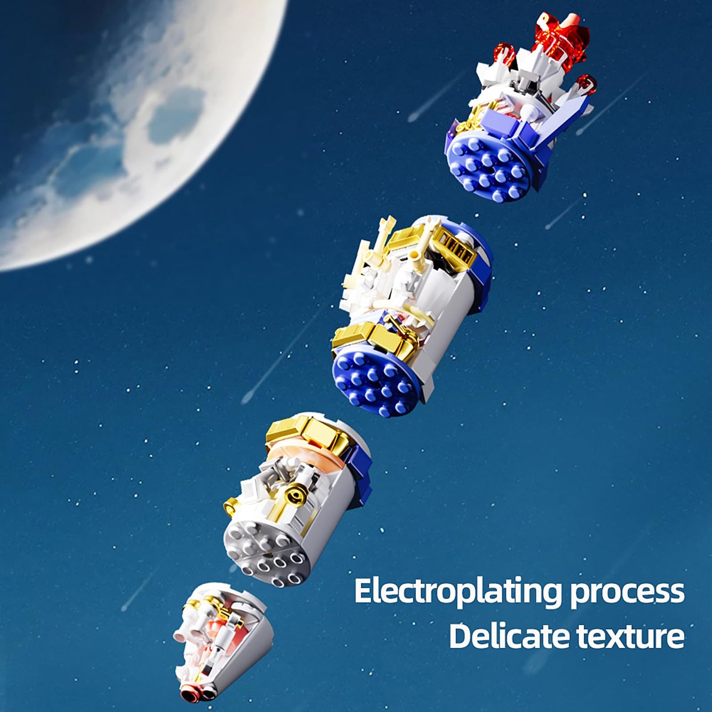 Xingya youpin Mechanical Space Rocket Building Set – 1099Pcs DIY Model Rocket with Launch Stand