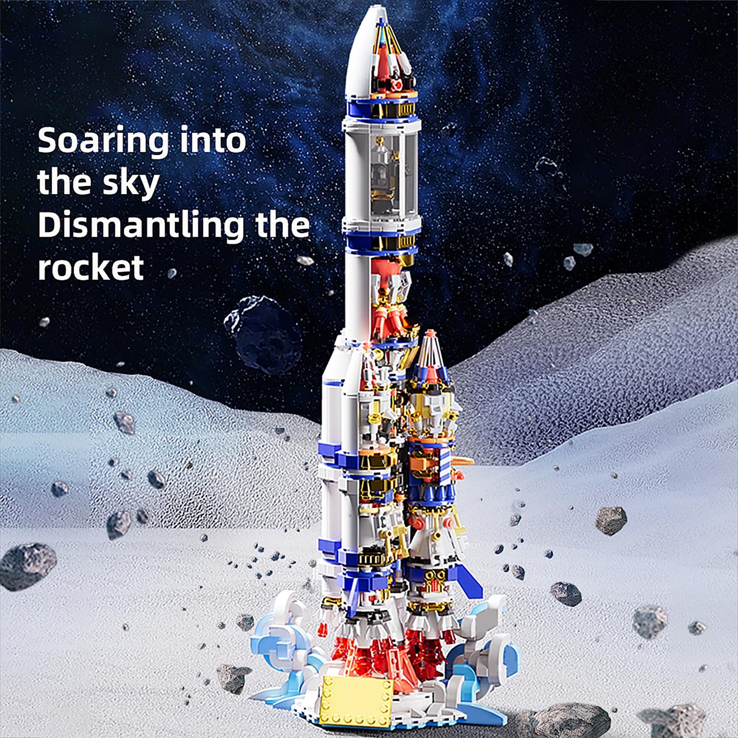 Xingya youpin Mechanical Space Rocket Building Set – 1099Pcs DIY Model Rocket with Launch Stand