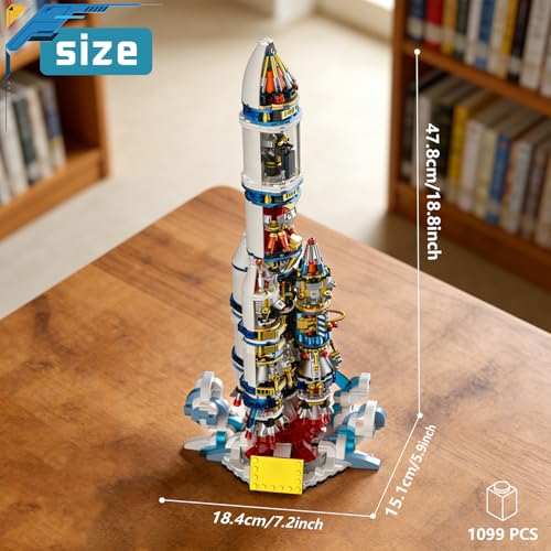 Xingya youpin Mechanical Space Rocket Building Set – 1099Pcs DIY Model Rocket with Launch Stand