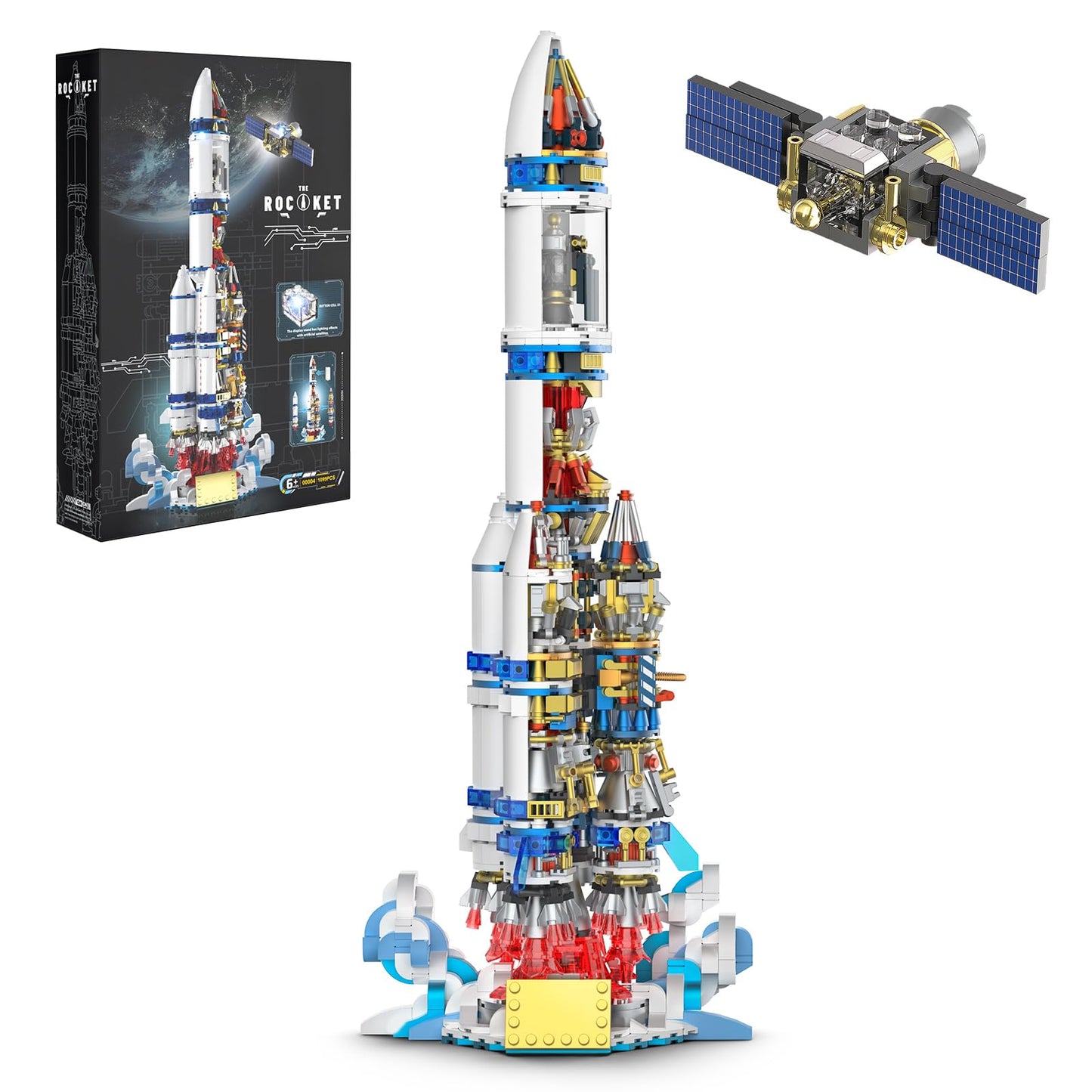 Xingya youpin Mechanical Space Rocket Building Set – 1099Pcs DIY Model Rocket with Launch Stand