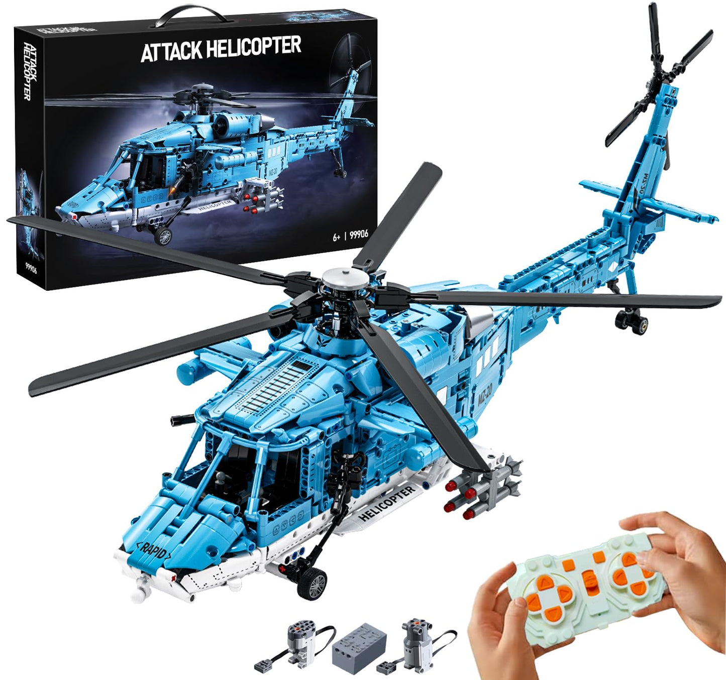 Xingya Youpin Powered Military Helicopter Building Blocks Set – 1521PCS with Motorized Rotors & Gear System