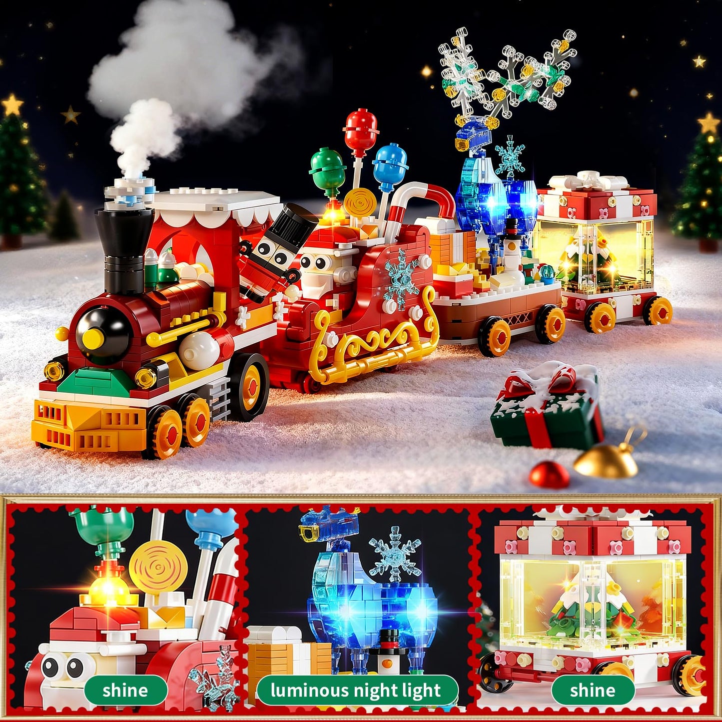Xingya Youpin Christmas Train Building Block Set – 1461 PCS with LED Light