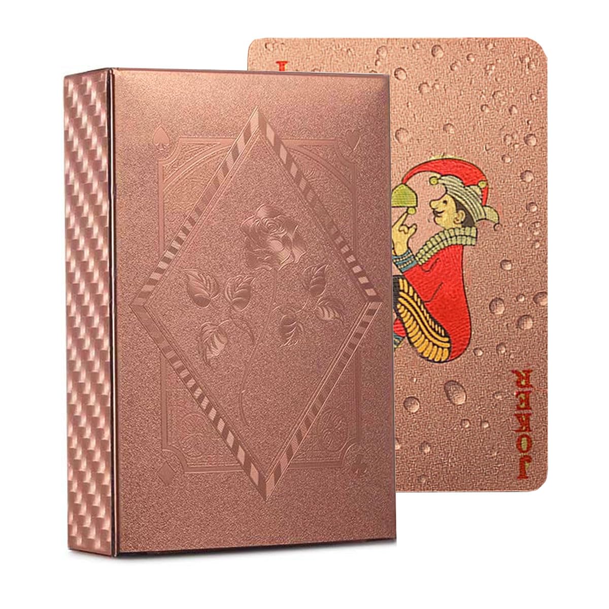 XINGZHE Rose Gold Plastic Playing Cards – Waterproof Casino-Style Deck