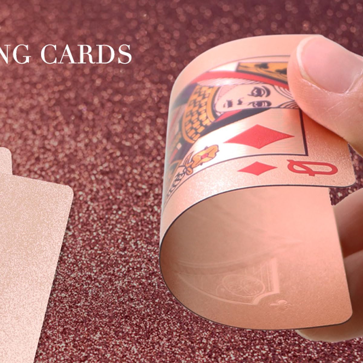 XINGZHE Rose Gold Plastic Playing Cards – Waterproof Casino-Style Deck