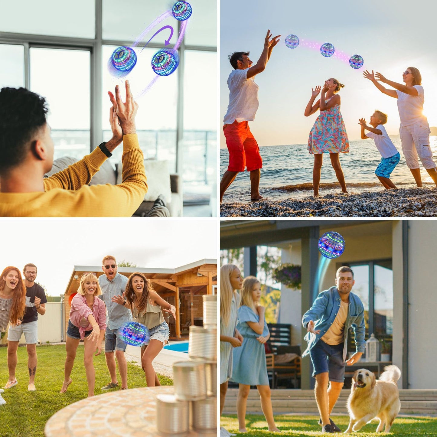 XINHOME Flying Ball Orb Toy with RGB Light — Indoor/Outdoor Boomerang Drone for Kids & Adults