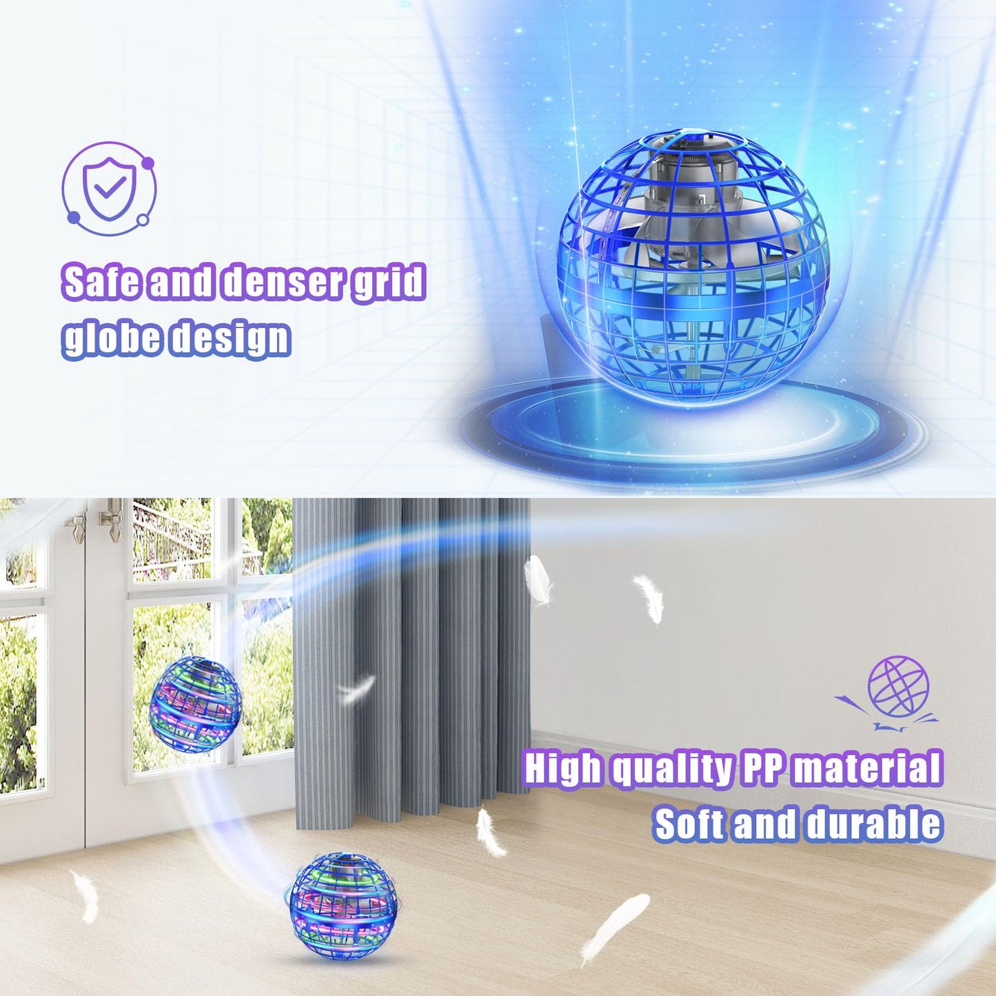 XINHOME Flying Ball Orb Toy with RGB Light — Indoor/Outdoor Boomerang Drone for Kids & Adults