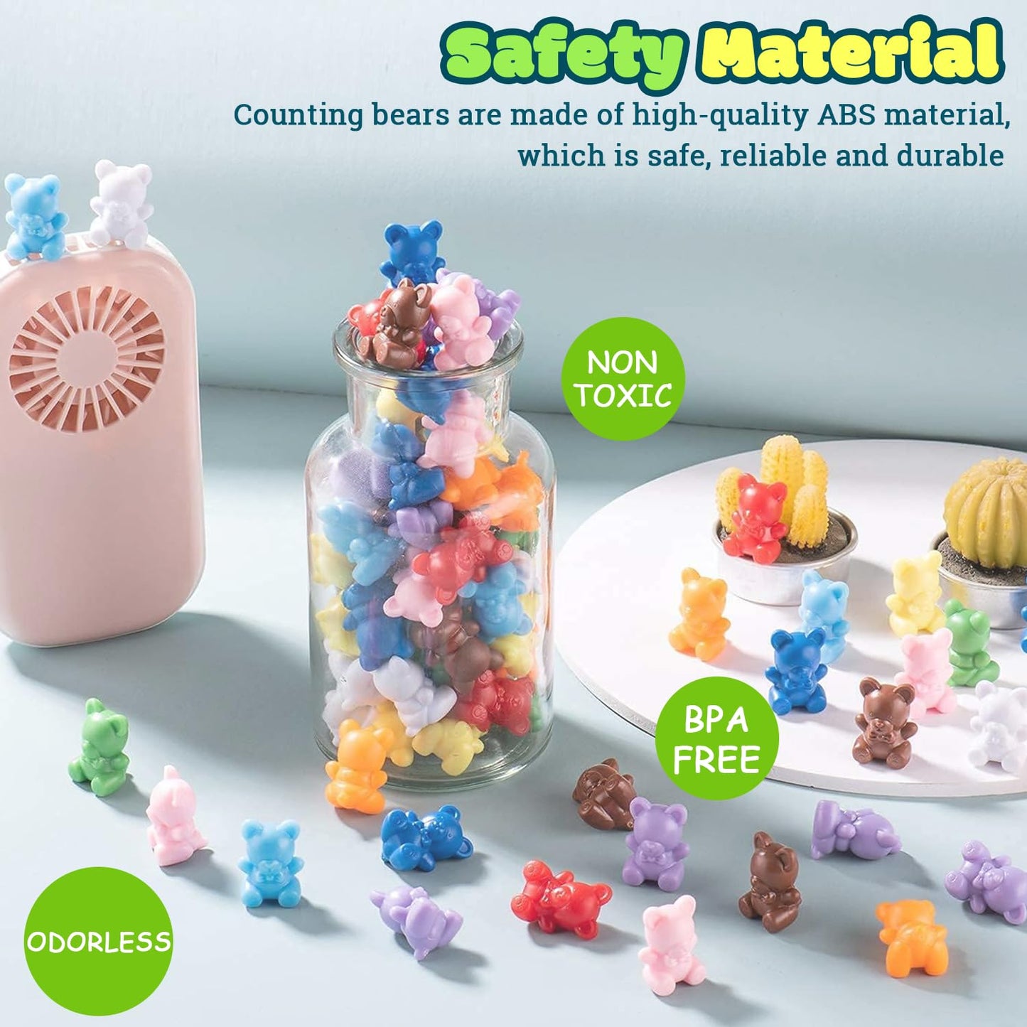 XINHUIDALSQ Rainbow Counting Bears – 60 Colorful Bear Counters for Toddlers | Early Math Manipulatives