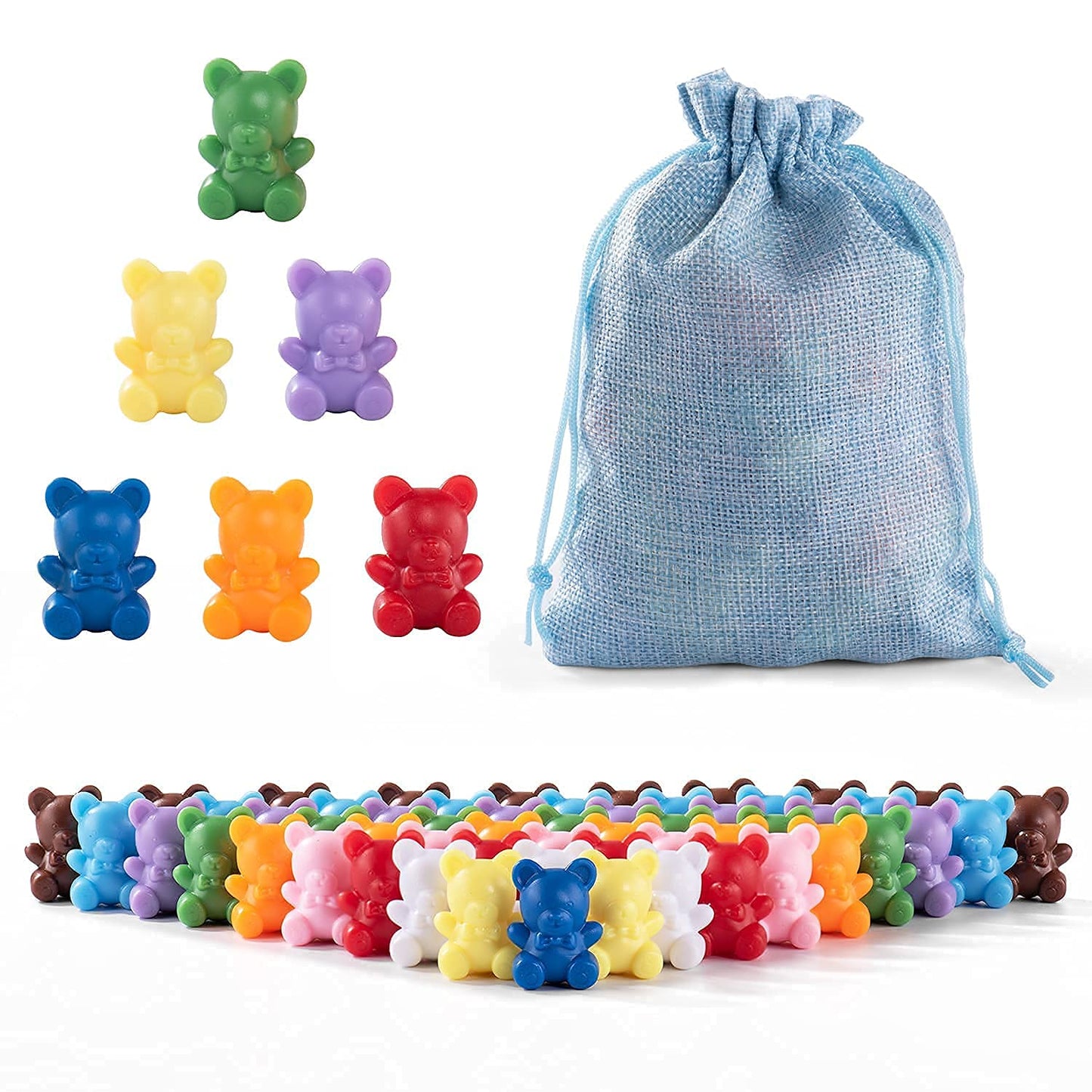 XINHUIDALSQ Rainbow Counting Bears – 60 Colorful Bear Counters for Toddlers | Early Math Manipulatives