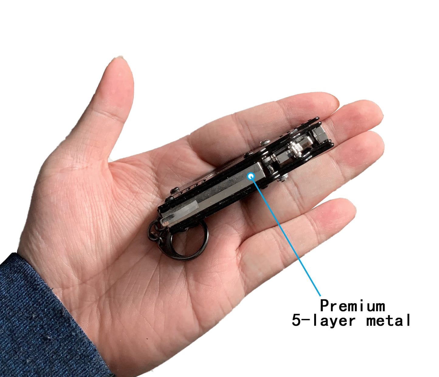 Xinlong Mini Metal Folding Rubber Band Gun Toy – 2 Pack with Keychain & 100+ Rubber Bands