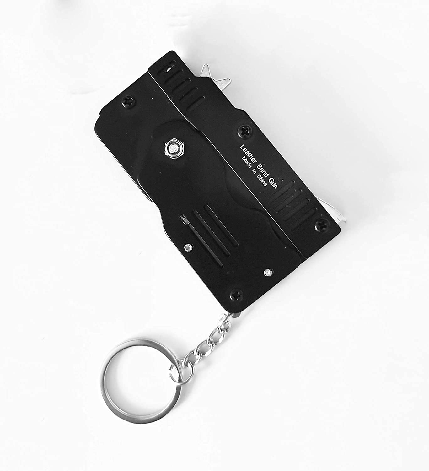 Xinlong Mini Metal Folding Rubber Band Gun Toy – 2 Pack with Keychain & 100+ Rubber Bands