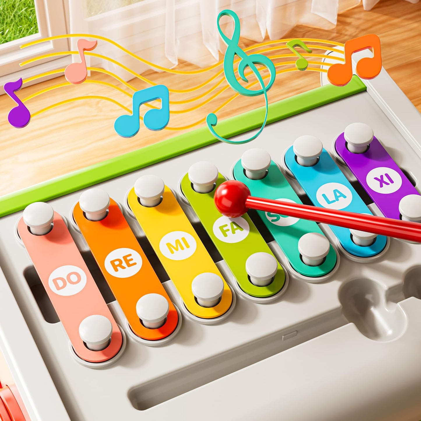 XINNOVEL 6-in-1 Montessori Toy for Toddlers – Hammering, Xylophone, Shape Sorting (Ages 2+)