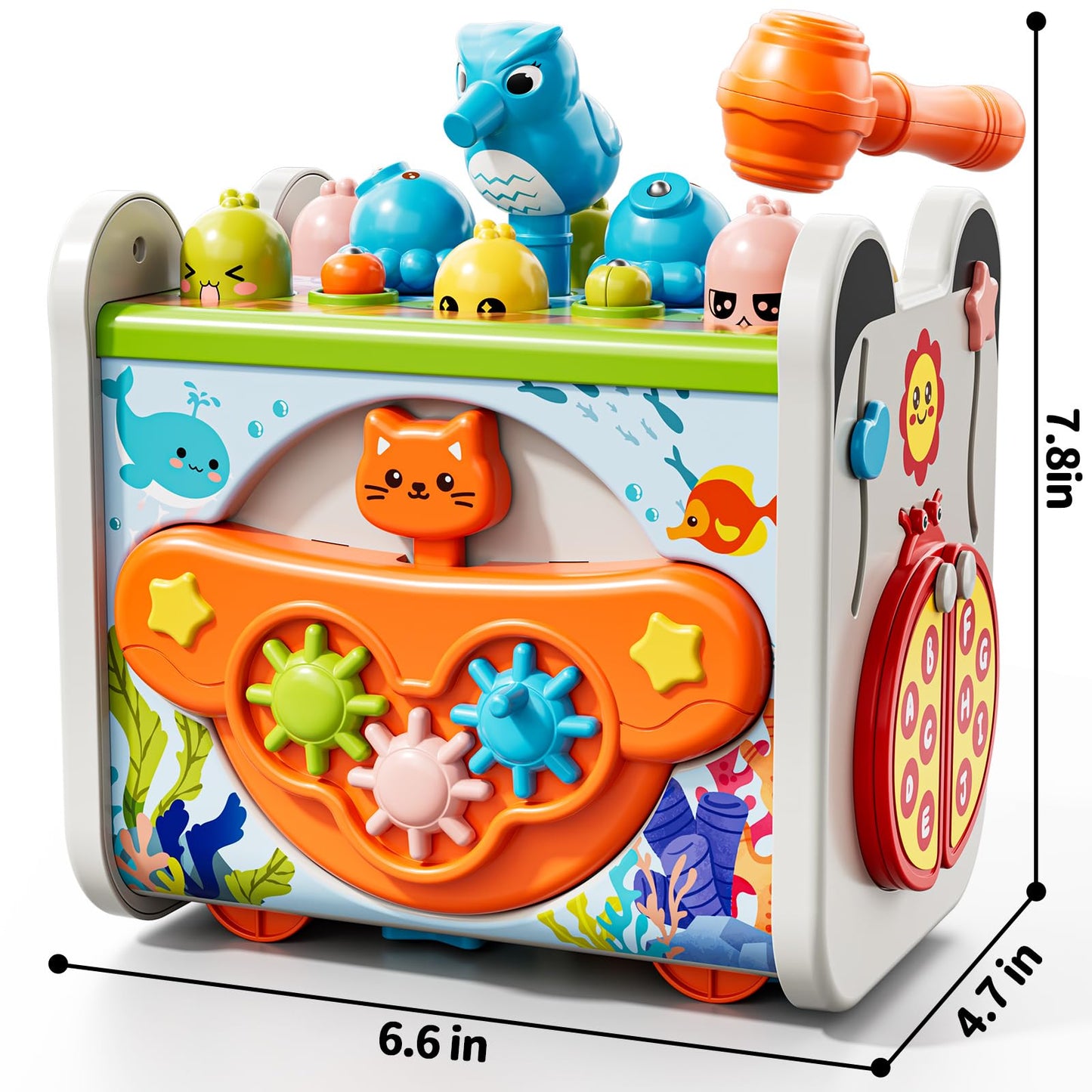 XINNOVEL 6-in-1 Montessori Toy for Toddlers – Hammering, Xylophone, Shape Sorting (Ages 2+)