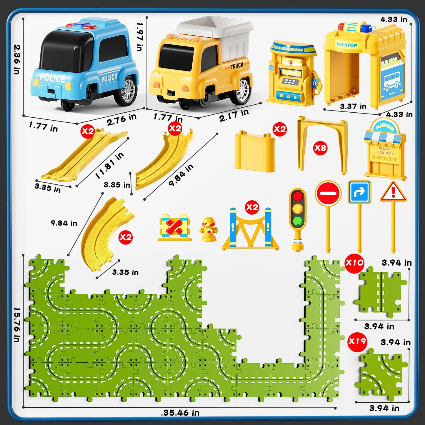 XINNOVEL 3-Tier Puzzle Race Car Track Set for Kids 3-8 | Buildable Tracks & Puzzles