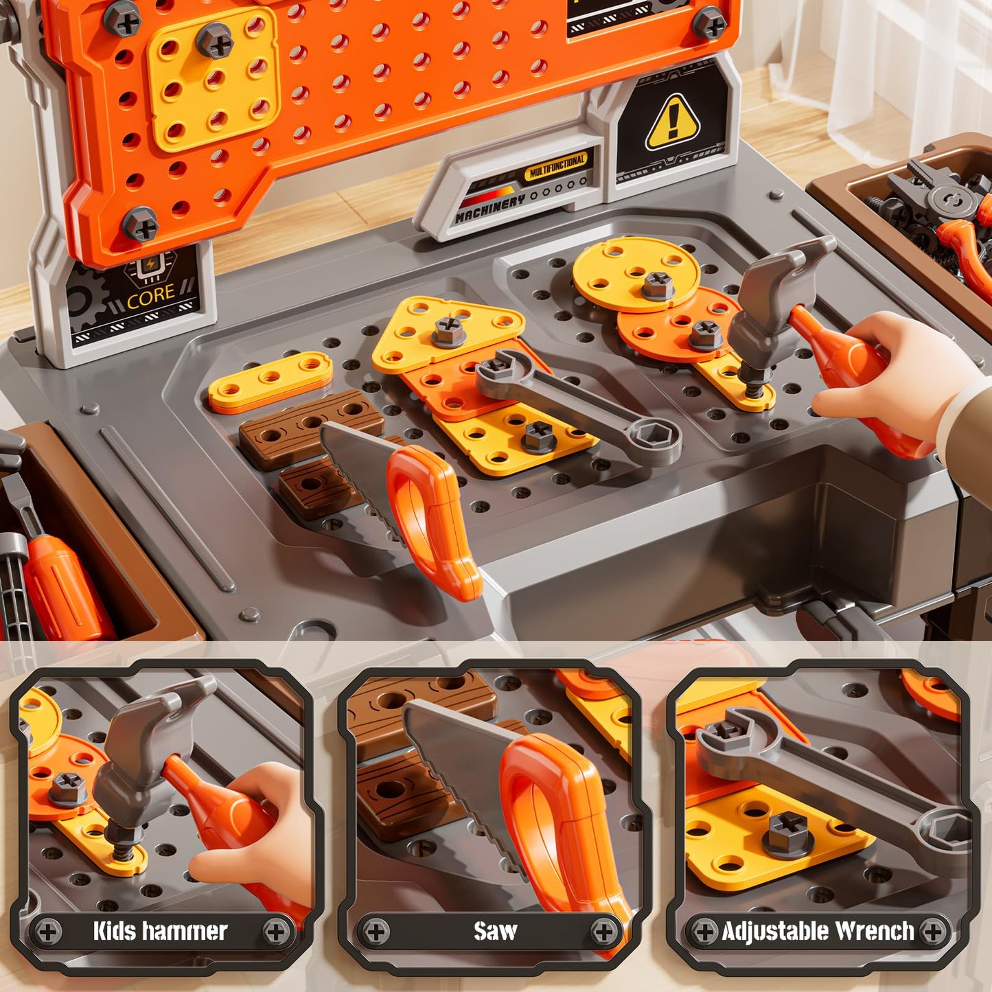 XINNOVEL 2-in-1 Workbench Toy for Toddlers (Ages 3-8) | Realistic Drill & Tools