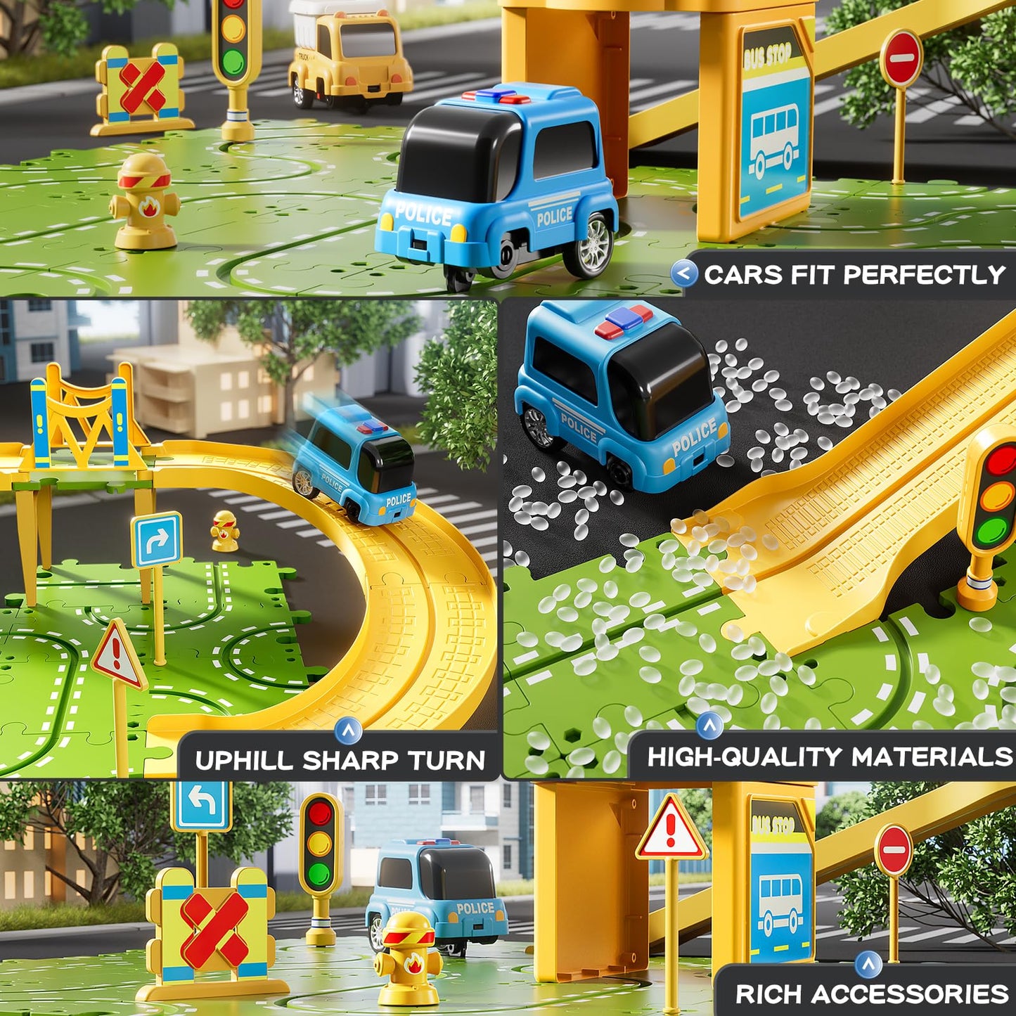XINNOVEL 3-Tier Puzzle Race Car Track Set for Kids 3-8 | Buildable Tracks & Puzzles