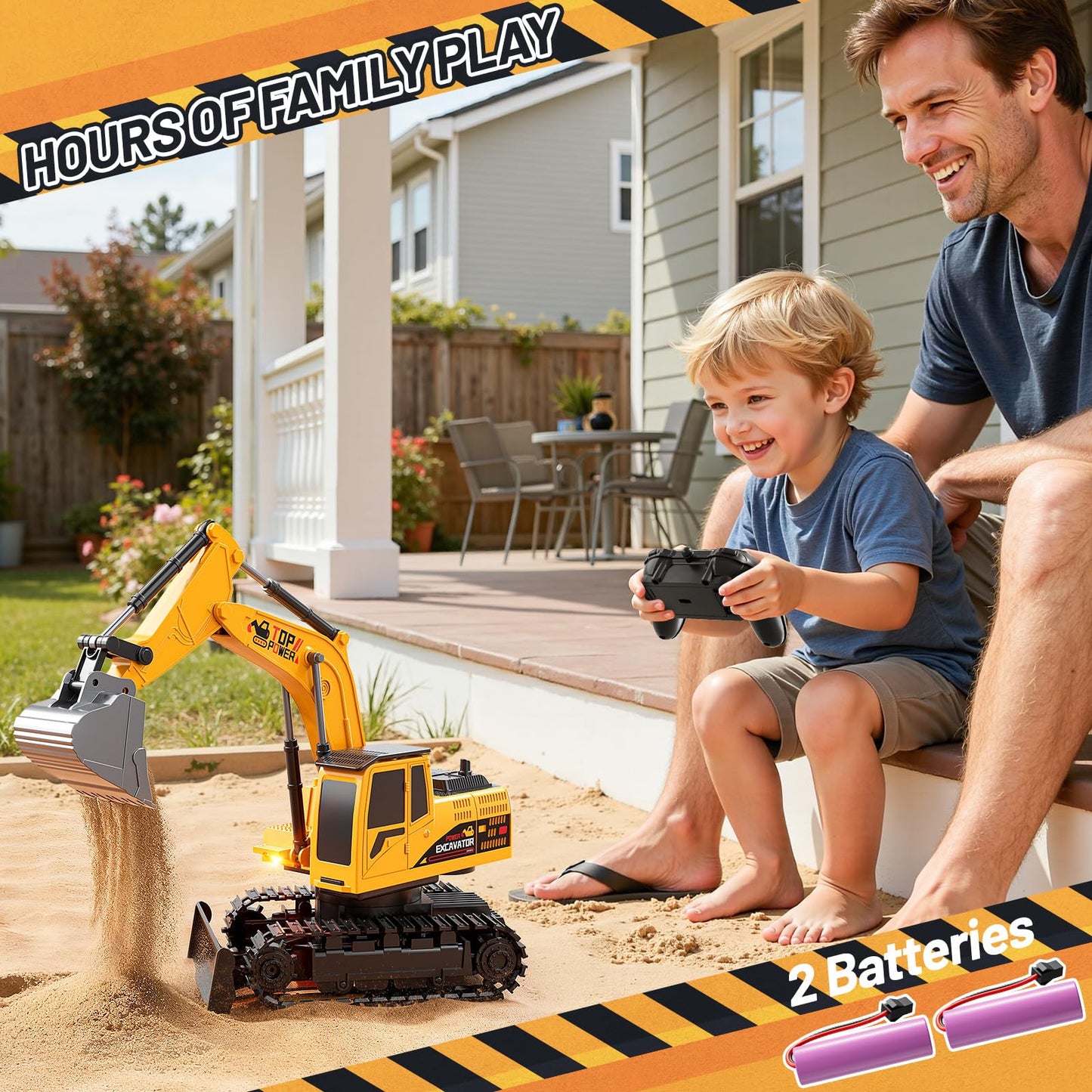 XINNOVEL 11CH RC Excavator Toy – 2.4GHz Sand Digger with Lights & Sounds, Indoor/Outdoor Gift for Boys 3-12