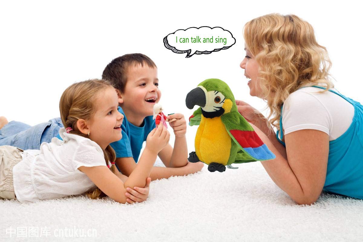 Xinrirong Talking Parrot Toy – Voice-Activated Plush Repeater for Fun & Learning