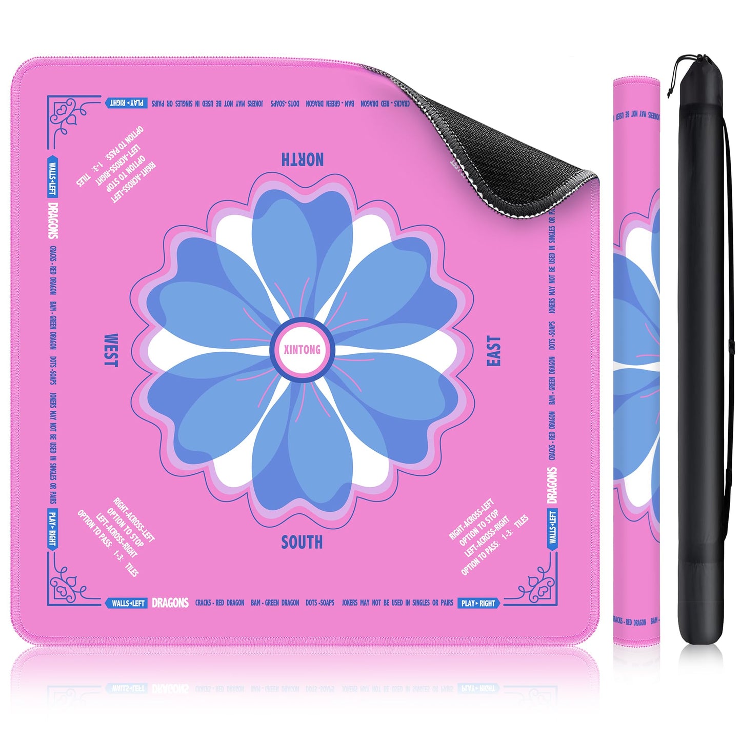 XINTONG Mahjong Mat 32x32 inches in Pink – Anti-Slip, Noise Reduction, Waterproof, Wrinkle-Free