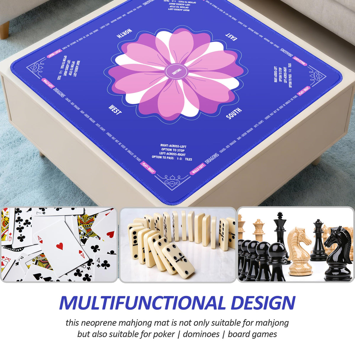 XINTONG Mahjong Mat 32×32 Inches – Anti-Slip, Noise Reduction, Waterproof & Wrinkle-Free