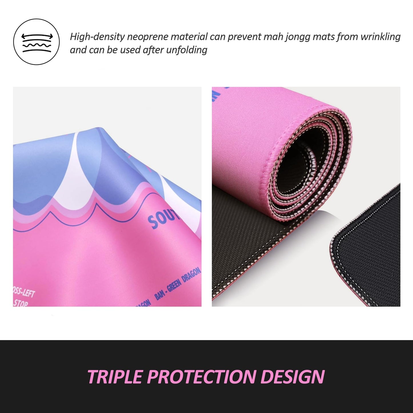 XINTONG Mahjong Mat 32x32 inches in Pink – Anti-Slip, Noise Reduction, Waterproof, Wrinkle-Free