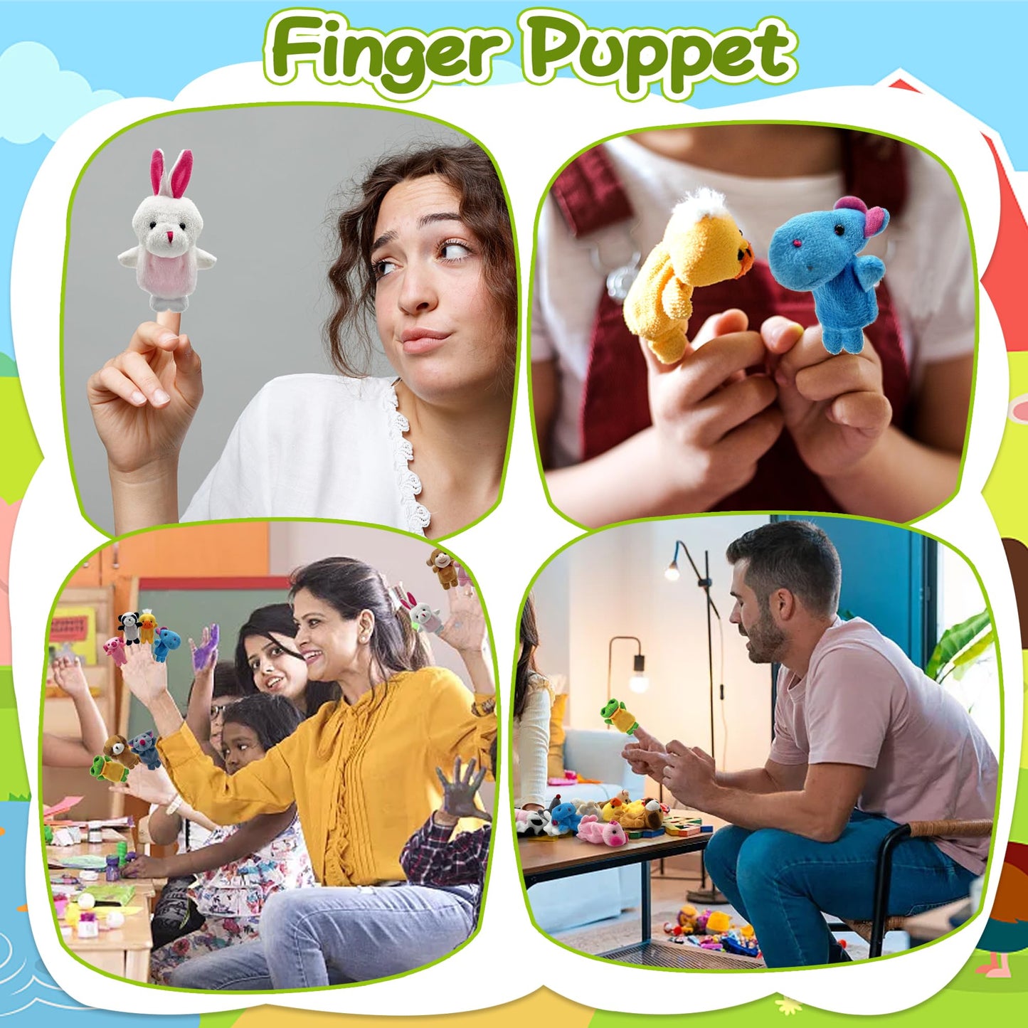 XIPEGPA 12-Piece Finger Puppets Set for Storytelling, Playtime, and Teaching