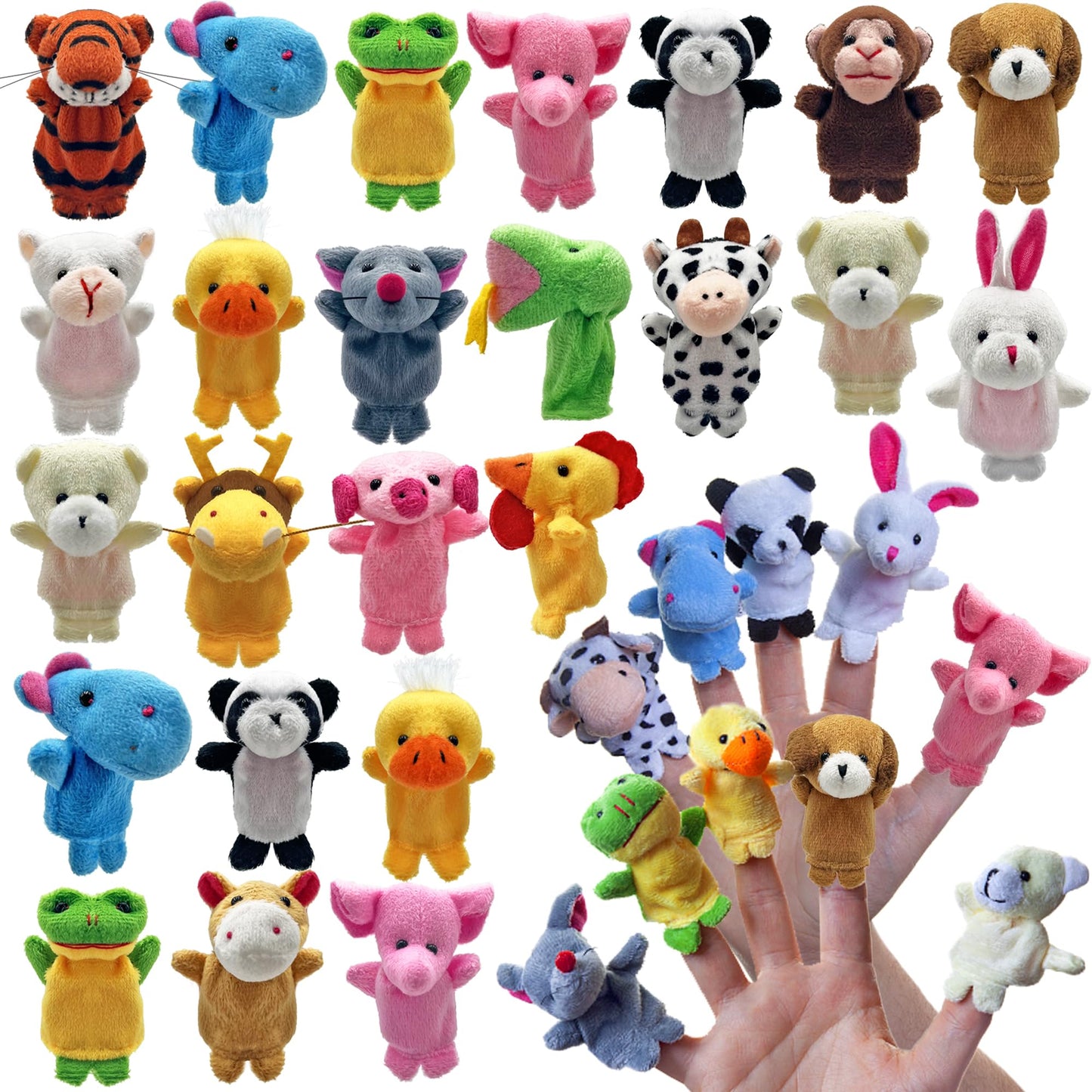 XIPEGPA 24-Piece Finger Puppets Set – Soft, Fluffy Storytelling Puppets for Kids