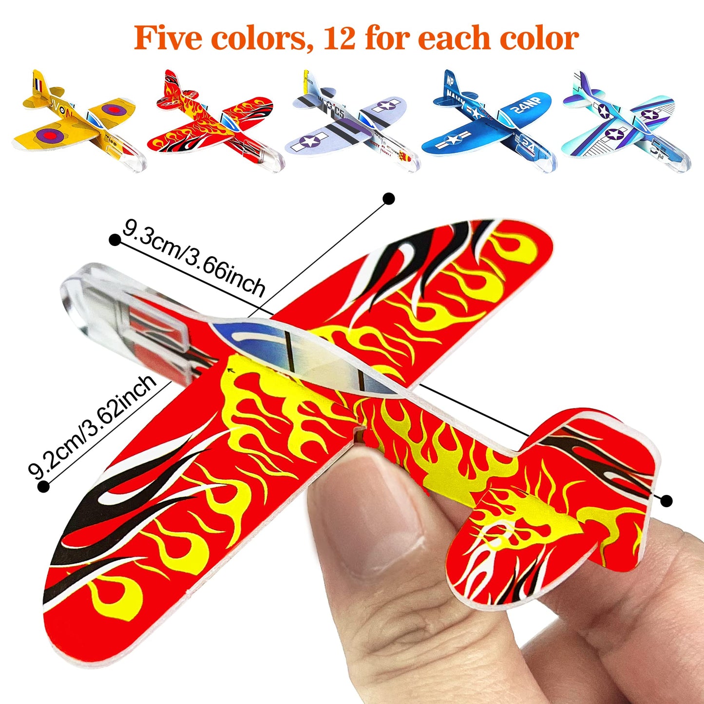 XIPEGPA 60 Pcs Glider Planes – Colorful Paper Airplane Toys for Parties & Prizes