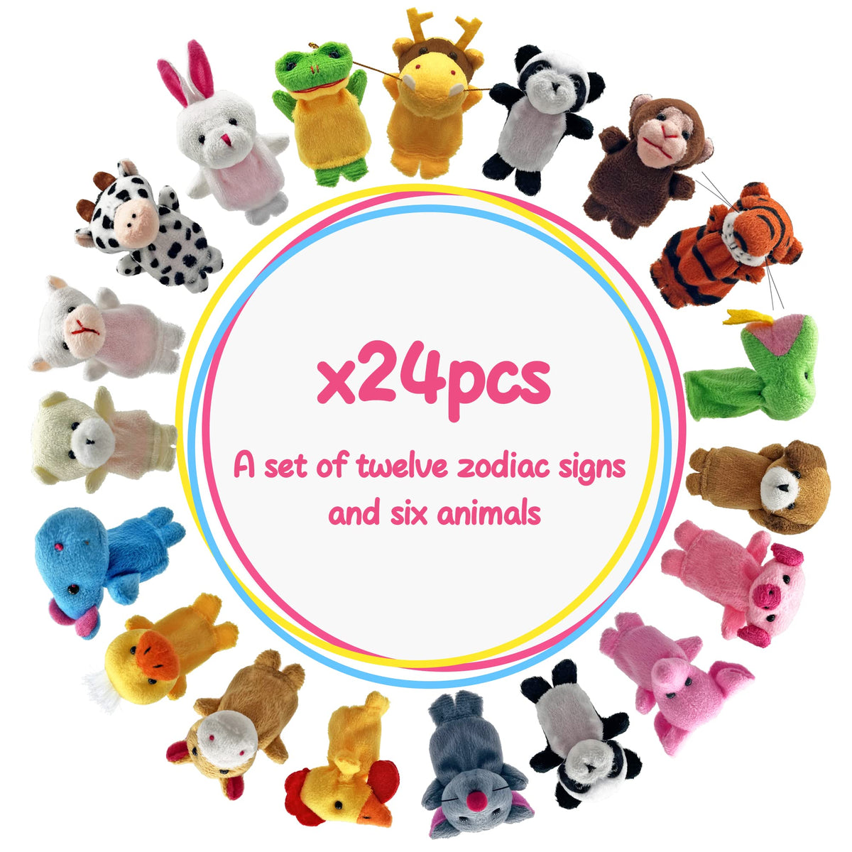 XIPEGPA 24-Piece Finger Puppets Set – Soft, Fluffy Storytelling Puppets for Kids