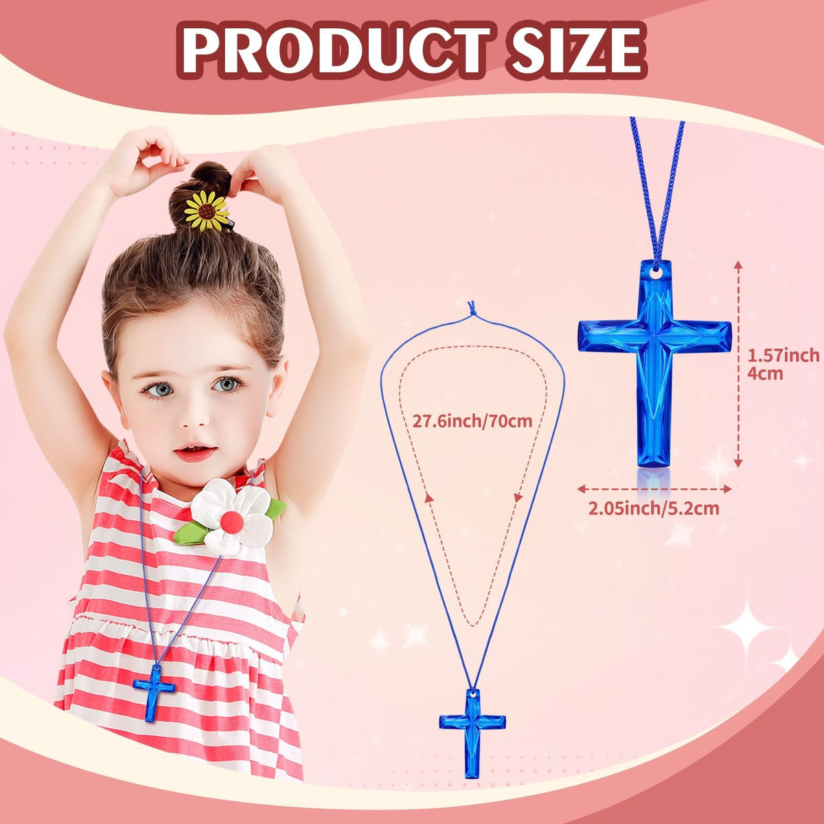 XIPENGKEJI 104 Pcs Crystal Cross Necklace – 8 Colors for Sunday School