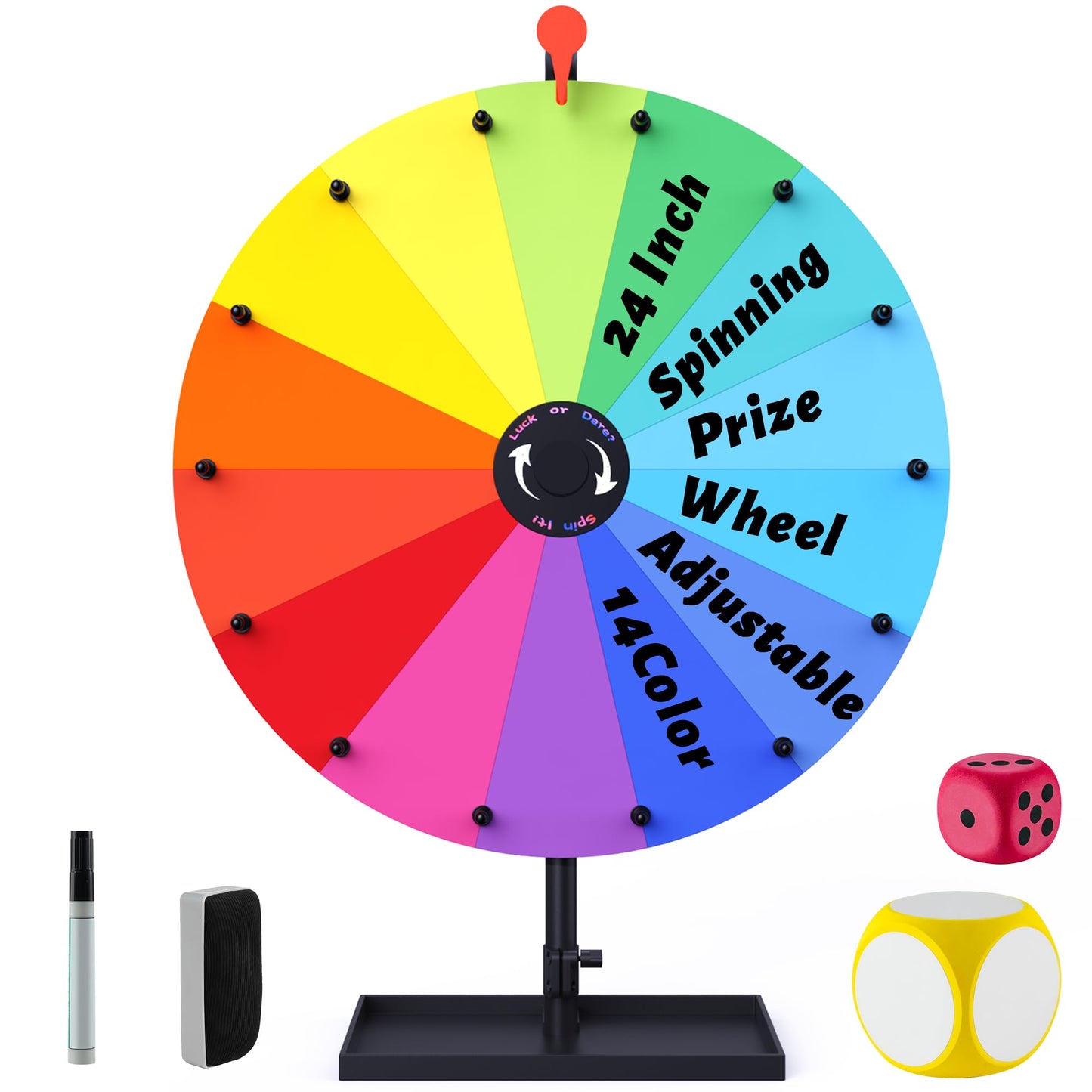 XIPENGKEJI 24-Inch Tabletop Prize Wheel – 14-Section Spinner with Stand