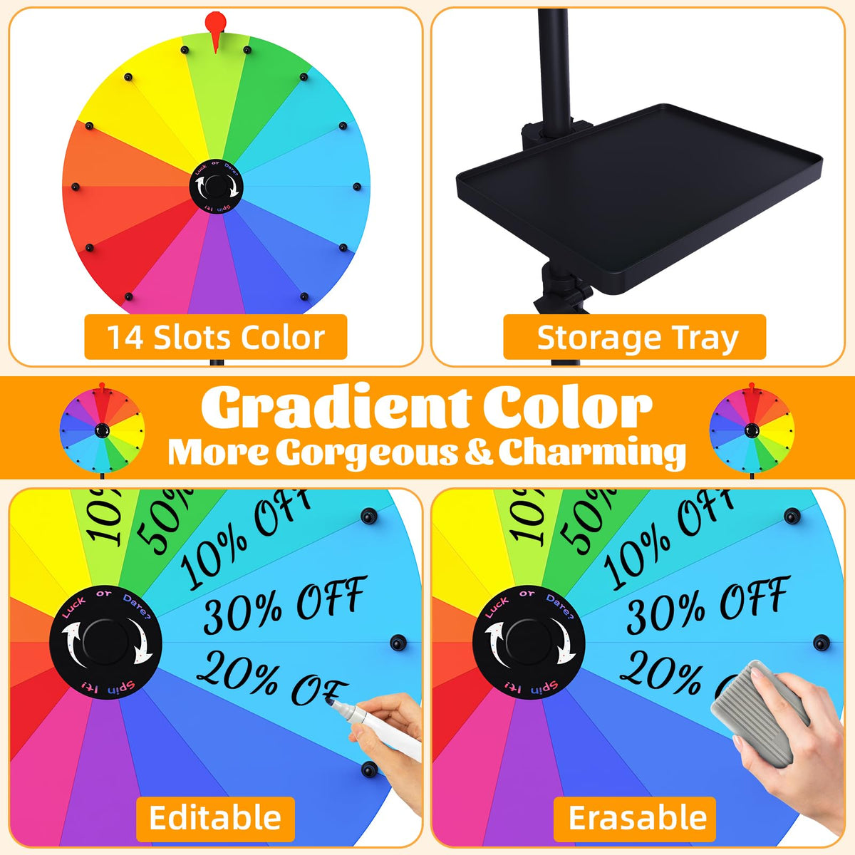 XIPENGKEJI 24-Inch Tabletop Prize Wheel – Durable Spin Wheel for Family & Parties