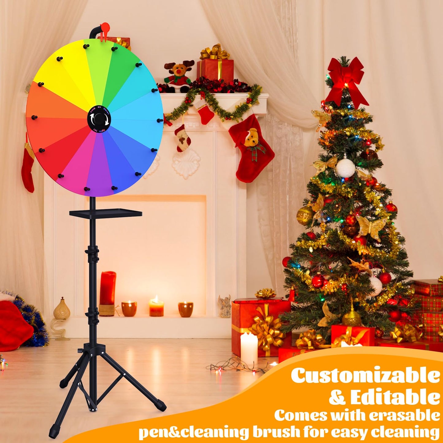 XIPENGKEJI 24-Inch Tabletop Prize Wheel – Durable Spin Wheel for Family & Parties