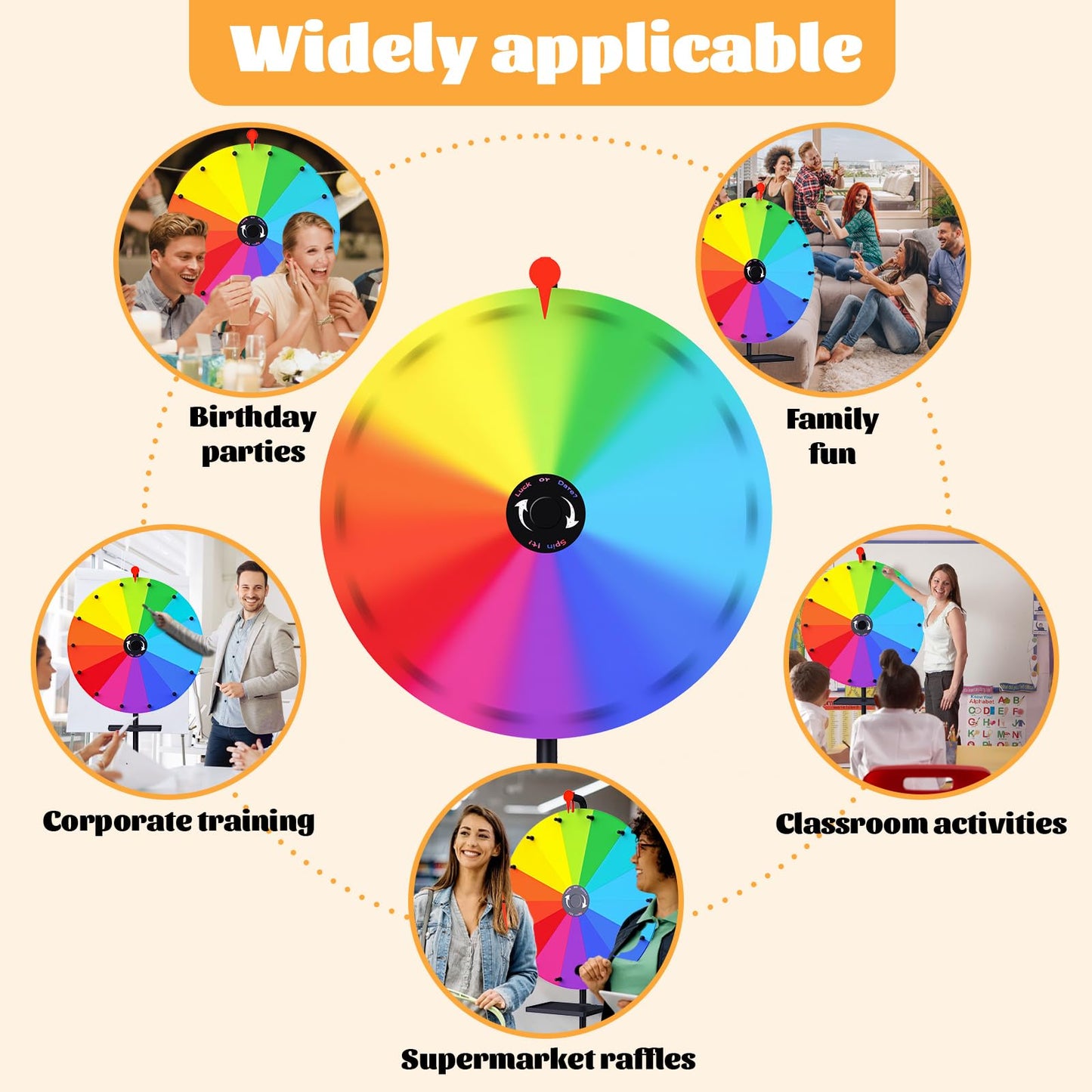 XIPENGKEJI 24-Inch Tabletop Prize Wheel – Durable Spin Wheel for Family & Parties