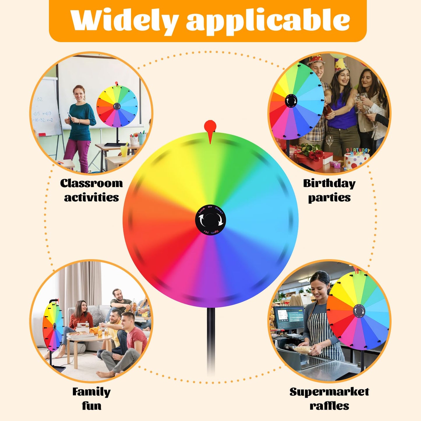 XIPENGKEJI 24-Inch Tabletop Prize Wheel – 14-Section Spinner with Stand