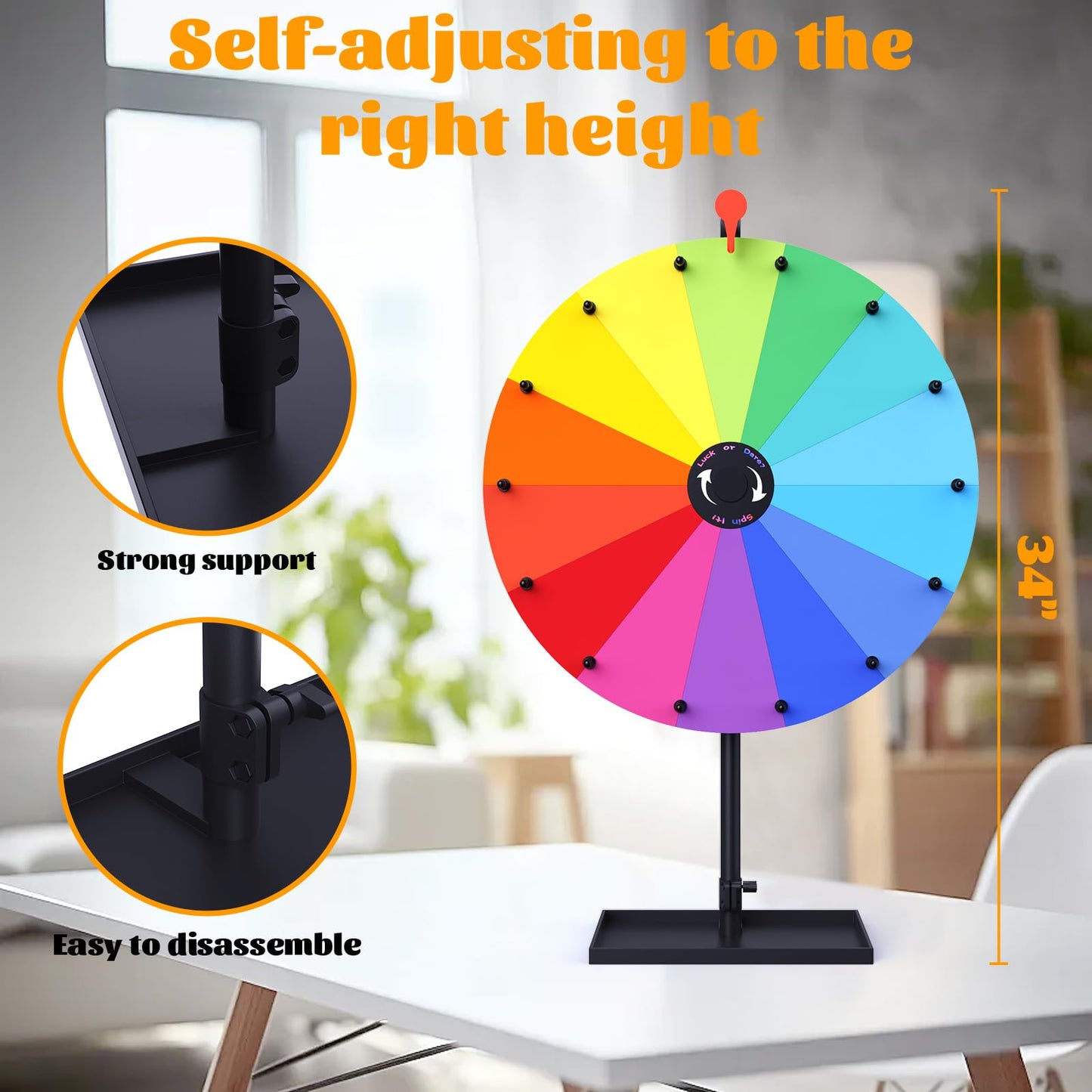 XIPENGKEJI 24-Inch Tabletop Prize Wheel – 14-Section Spinner with Stand