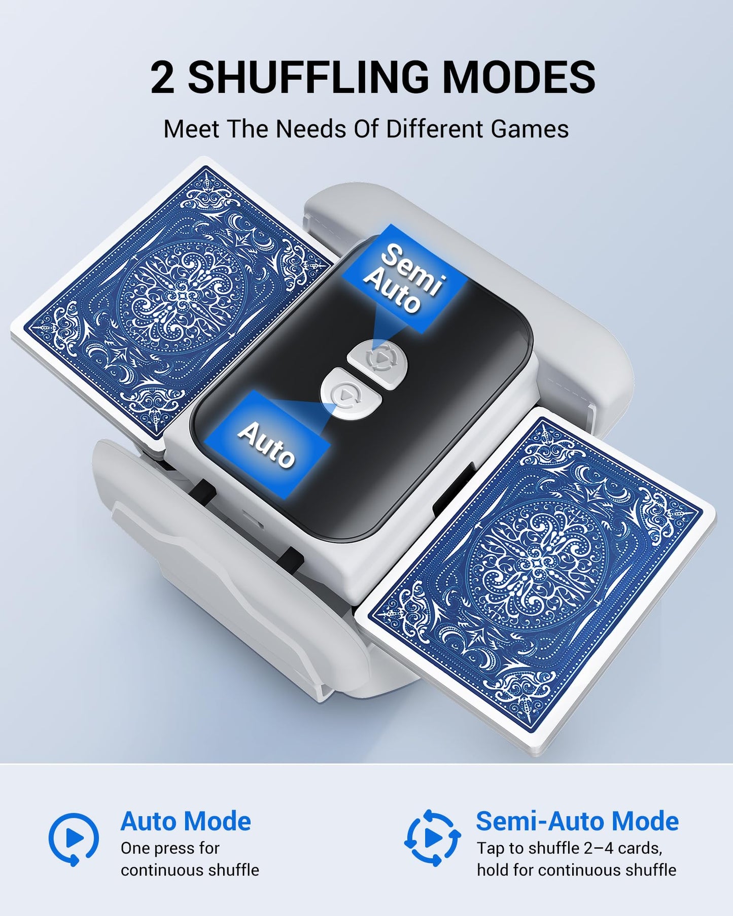 XISZMOG Rechargeable Automatic Card Shuffler for 1-2 Decks | Low Noise & Portable