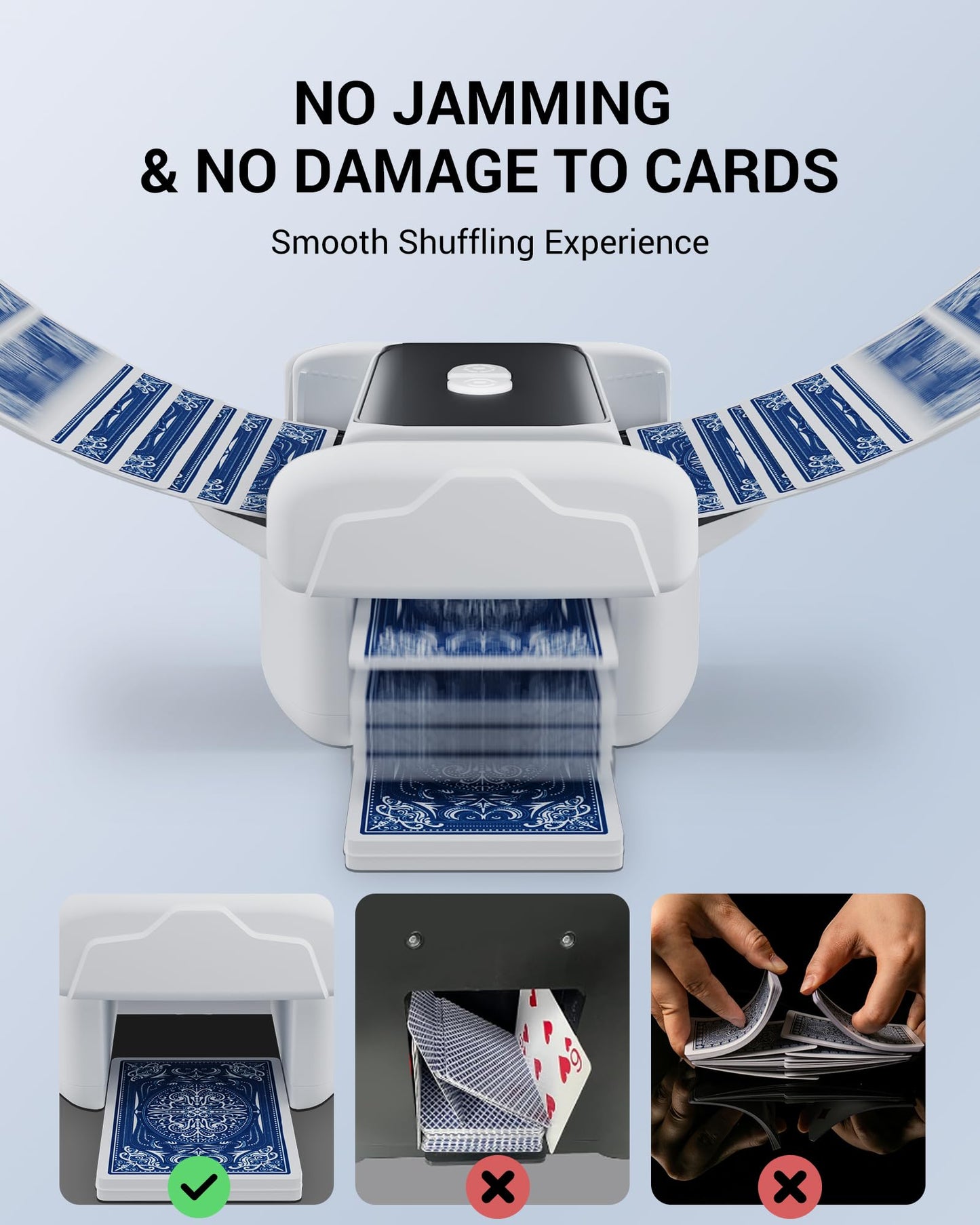XISZMOG Rechargeable Automatic Card Shuffler for 1-2 Decks | Low Noise & Portable