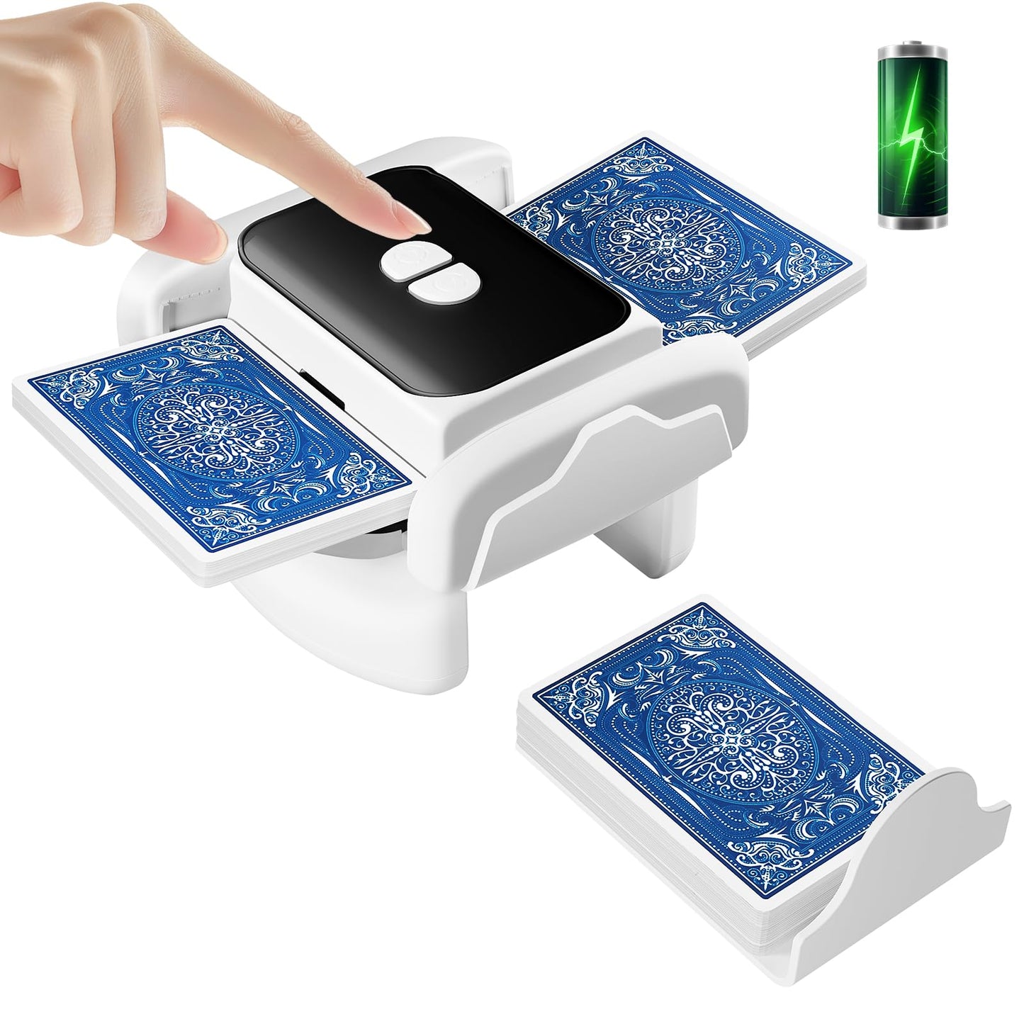 XISZMOG Rechargeable Automatic Card Shuffler for 1-2 Decks | Low Noise & Portable