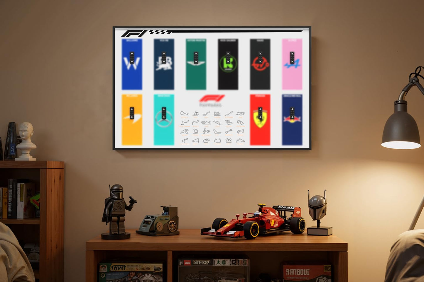 XIU F1 Wallboard Mount for LEGO Speed Champions F1 – Wall Display (No Car Included)