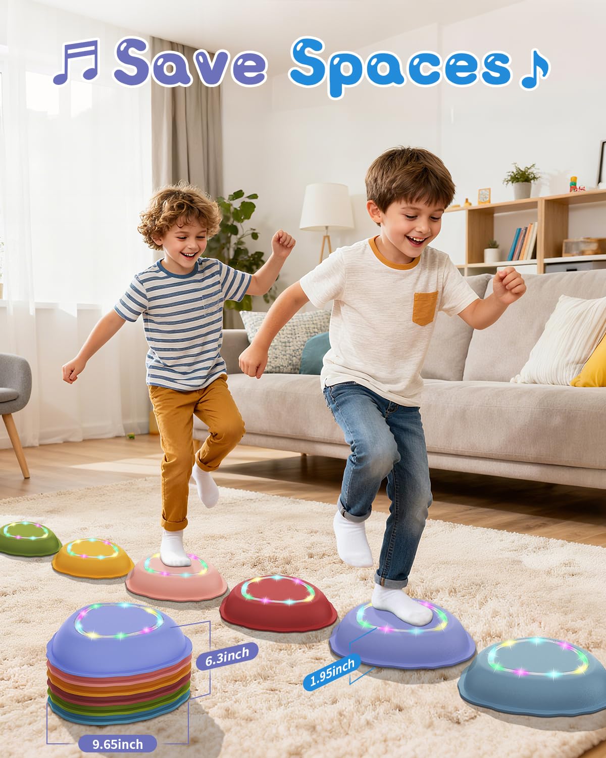 XIUREI Rechargeable Stepping Stones for Kids — Light, Music Balance Toys