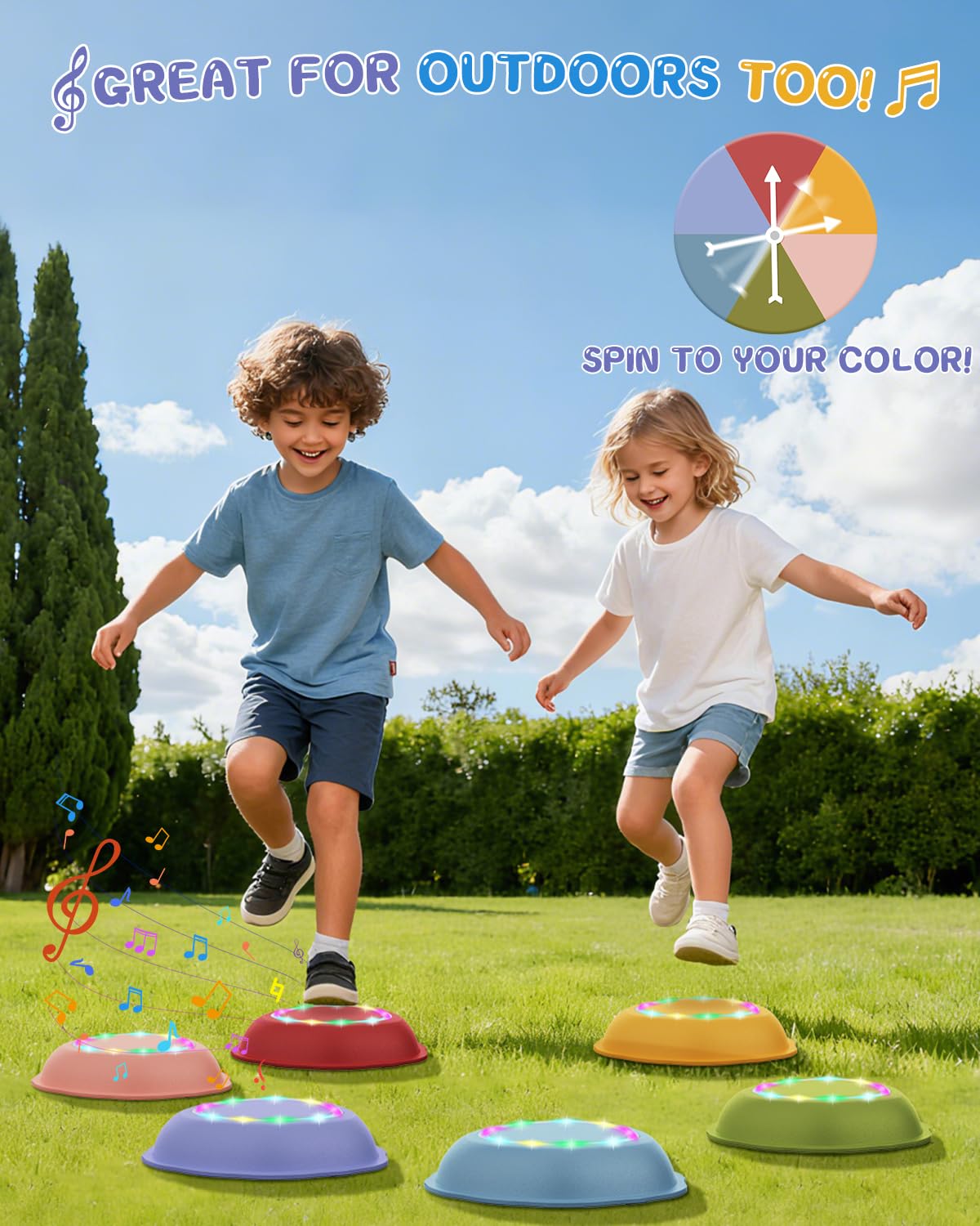 XIUREI Rechargeable Stepping Stones for Kids — Light, Music Balance Toys