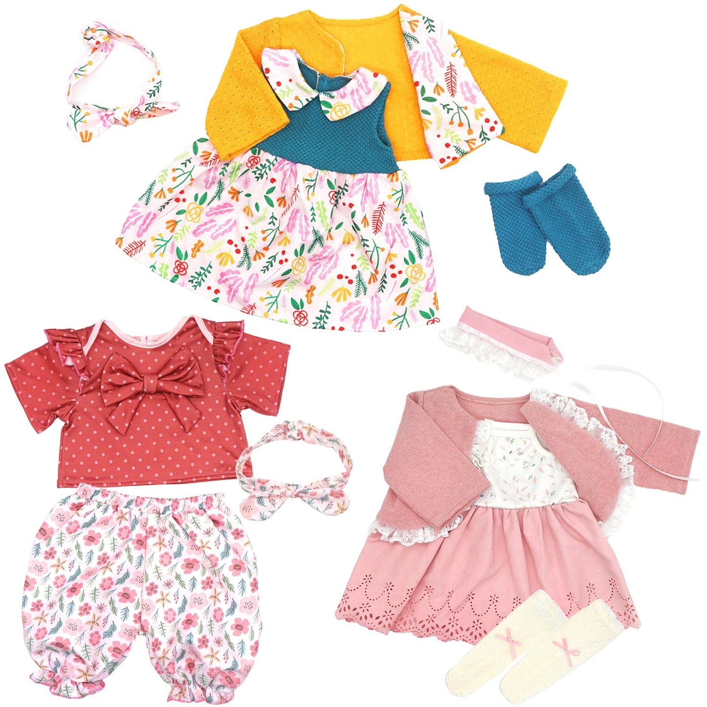 XIVEENS Reborn Doll Clothes – 3-Pack Outfit Set for 20-22 Inch Dolls (Coats, Headbands, Socks)