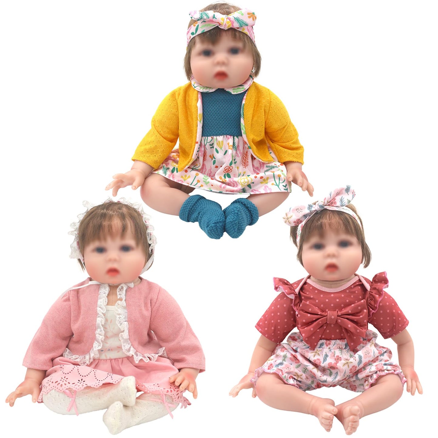 XIVEENS Reborn Doll Clothes – 3-Pack Outfit Set for 20-22 Inch Dolls (Coats, Headbands, Socks)
