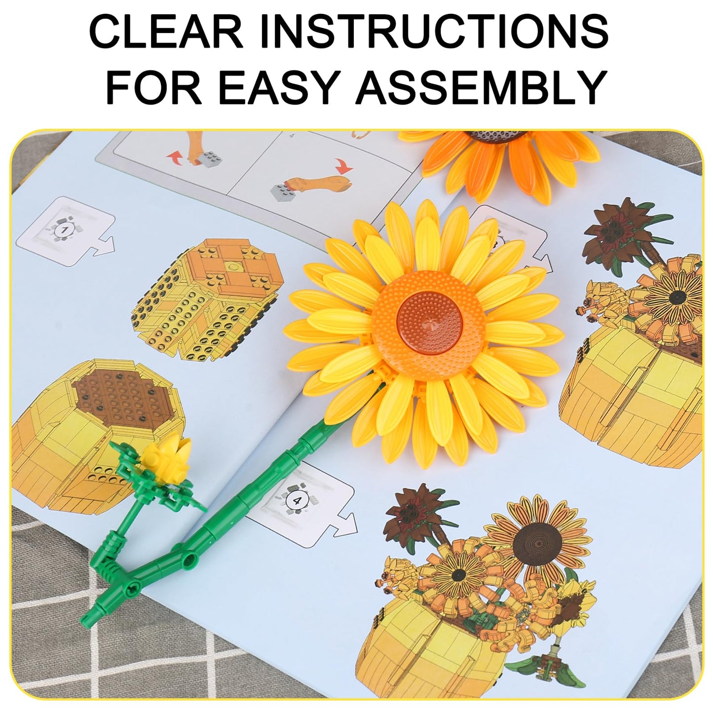 Xixikocol Sunflower Building Blocks Set for Adults – Van Gogh Inspired Botanical Collection (1009 PCS) | Lego-Compatible Flower Kit