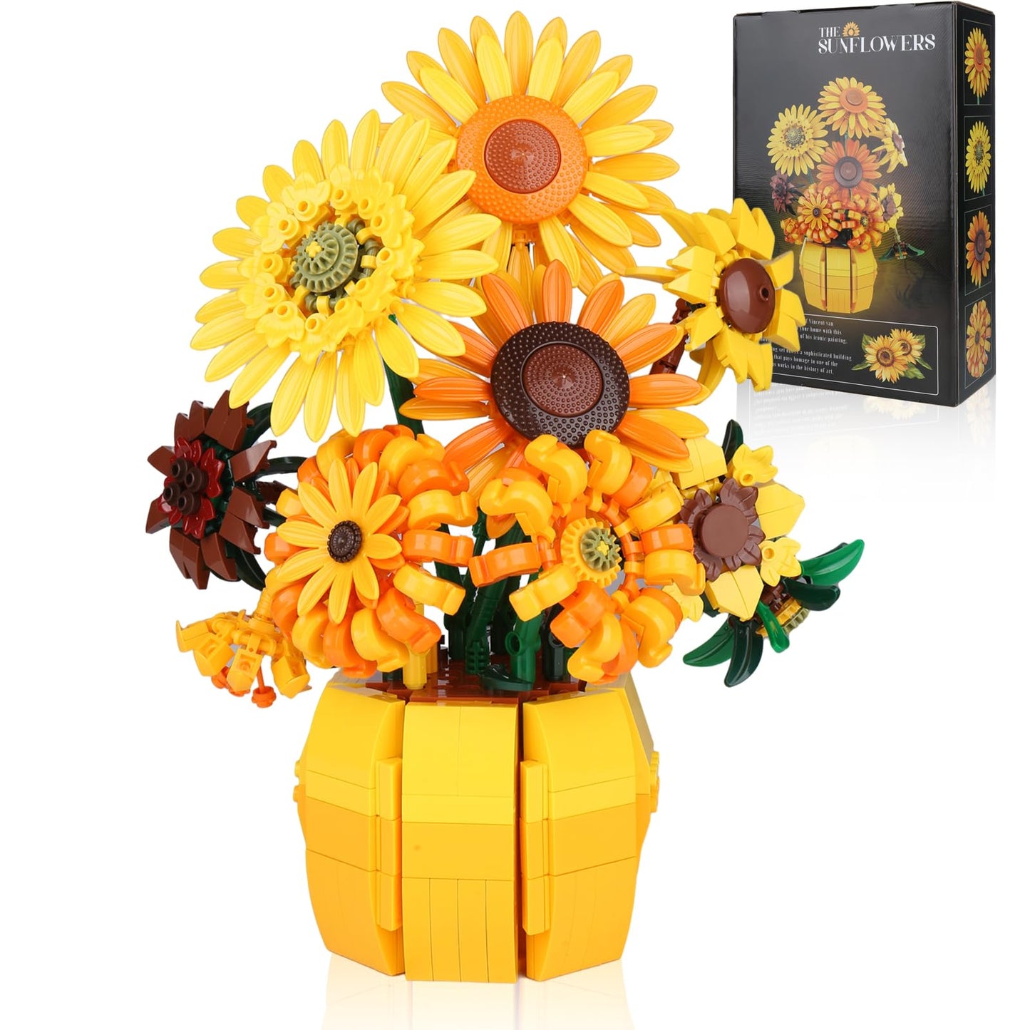 Xixikocol Sunflower Building Blocks Set for Adults – Van Gogh Inspired Botanical Collection (1009 PCS) | Lego-Compatible Flower Kit