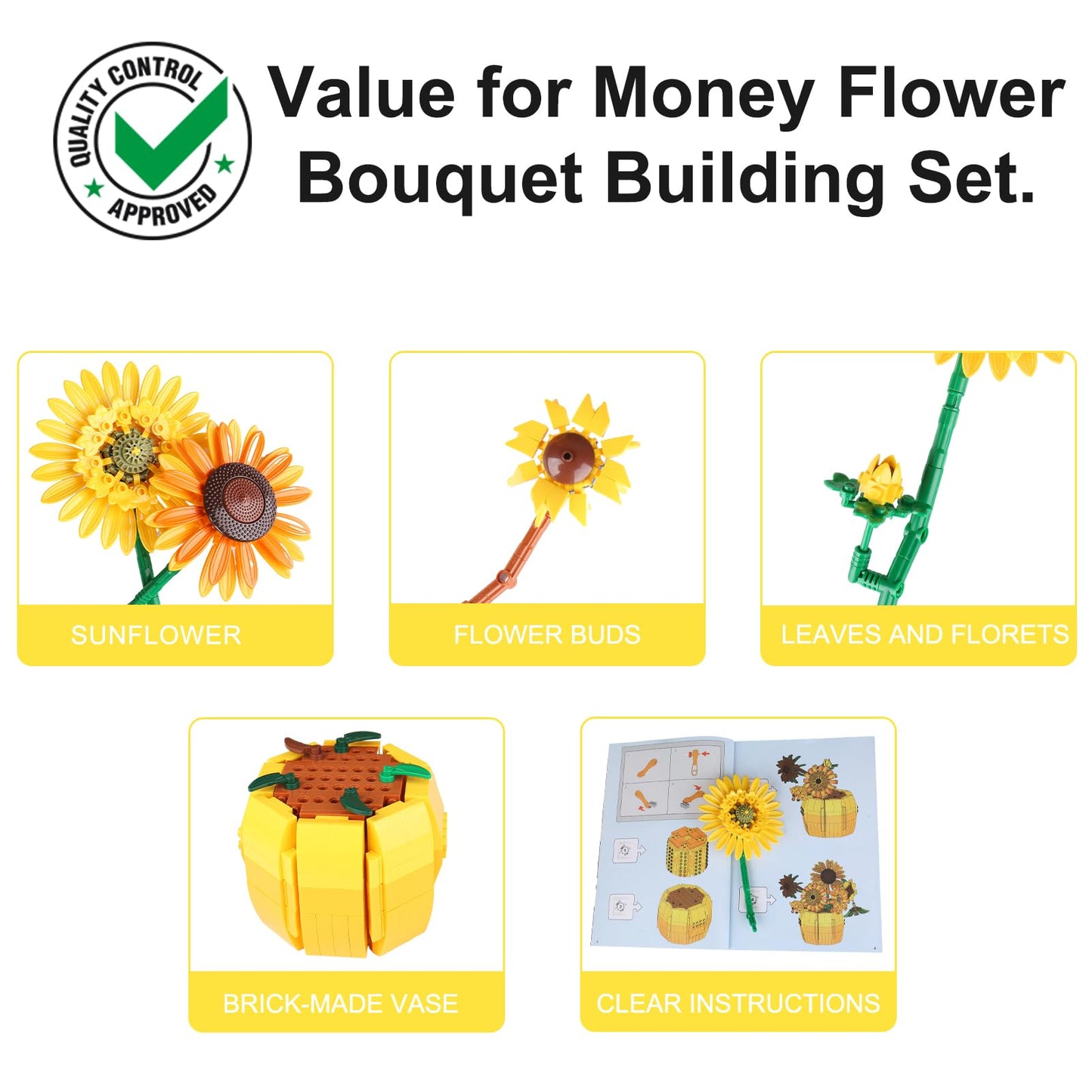Xixikocol Sunflower Building Blocks Set for Adults – Van Gogh Inspired Botanical Collection (1009 PCS) | Lego-Compatible Flower Kit