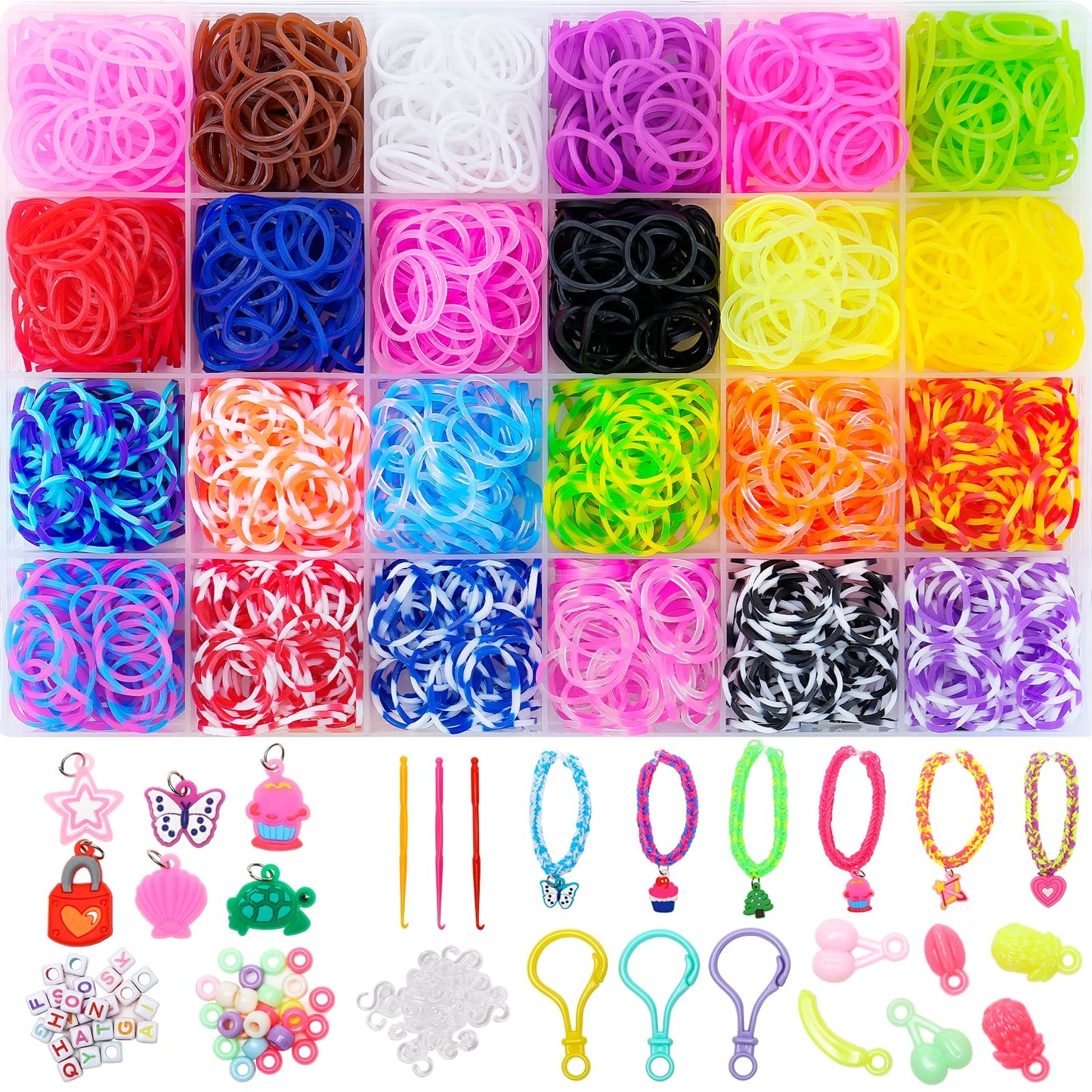 XKDOUS 24 Colors Rubber Band Bracelet Kit – Creative Craft for Kids