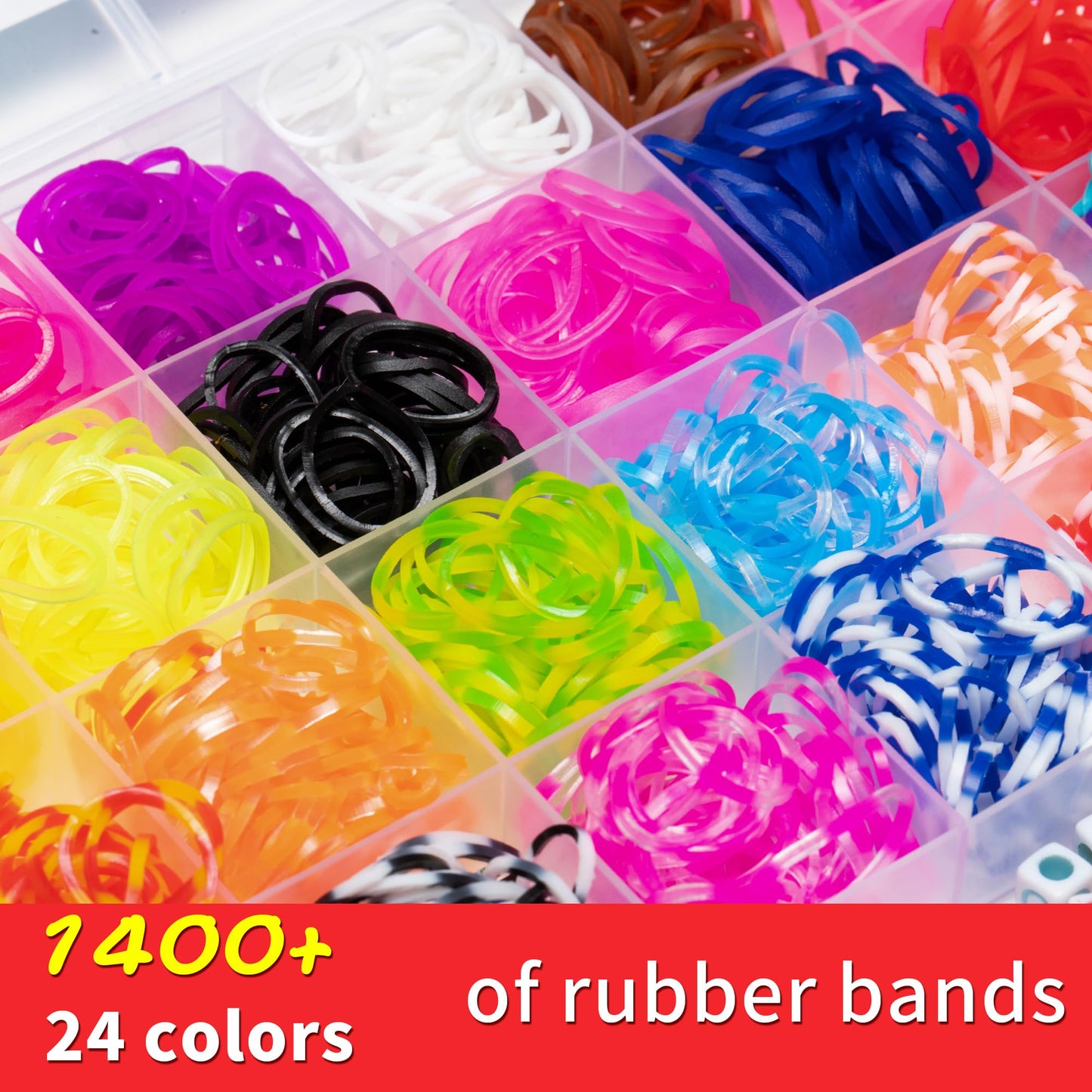 XKDOUS 24 Colors Rubber Band Bracelet Kit – Creative Craft for Kids