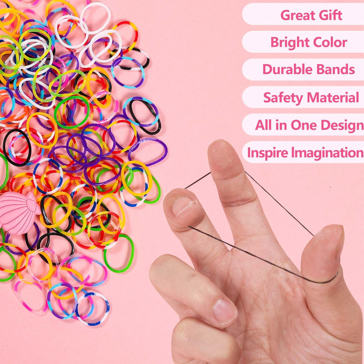 XKDOUS Rubber Band Bracelet Kit | 2000+ Bands, 21 Colors, Organizer & Pendants for Kids 6+