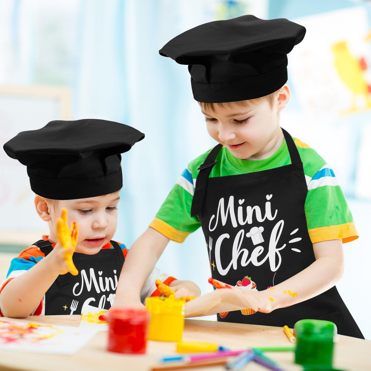 XLSXEXCL Kids Apron & Chef Hat Set – Mini Chef, Adjustable Black